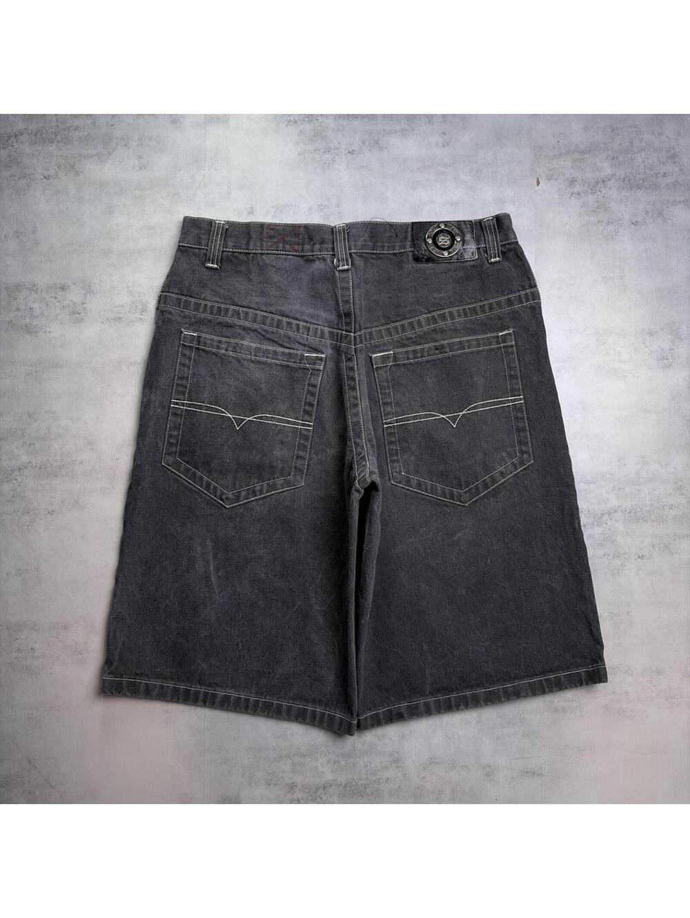 Y2K Washed Black Solo Grunge Baggy Skater Denim Jorts